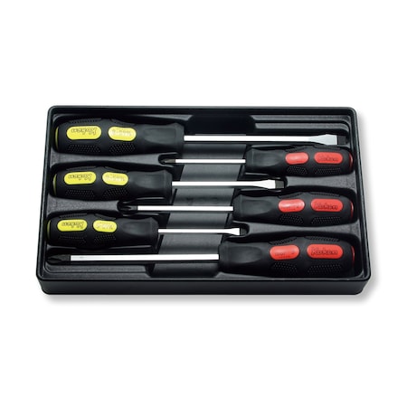 Ko-Ken Tools ScrewDriver Set PH1-2-3/SL5-6-8 ABS Tray Blade Through type 6 pieces PK166PS/6